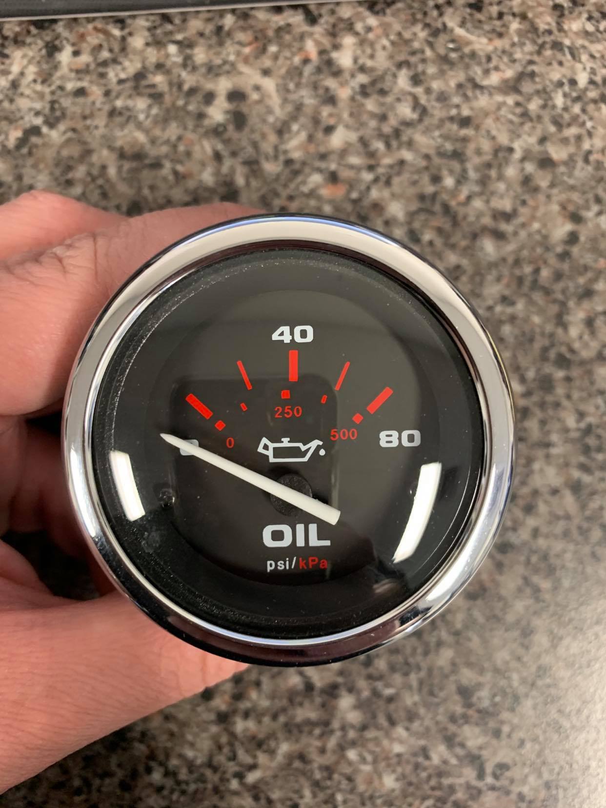 Genuine Mercury Marine Oil Pressure Gauge Black Face Chrome Bezel