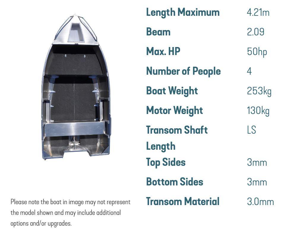 Specifications Stacer Aluminium 429 Rampage Boat Package Dinghy / Tinny Perth WA