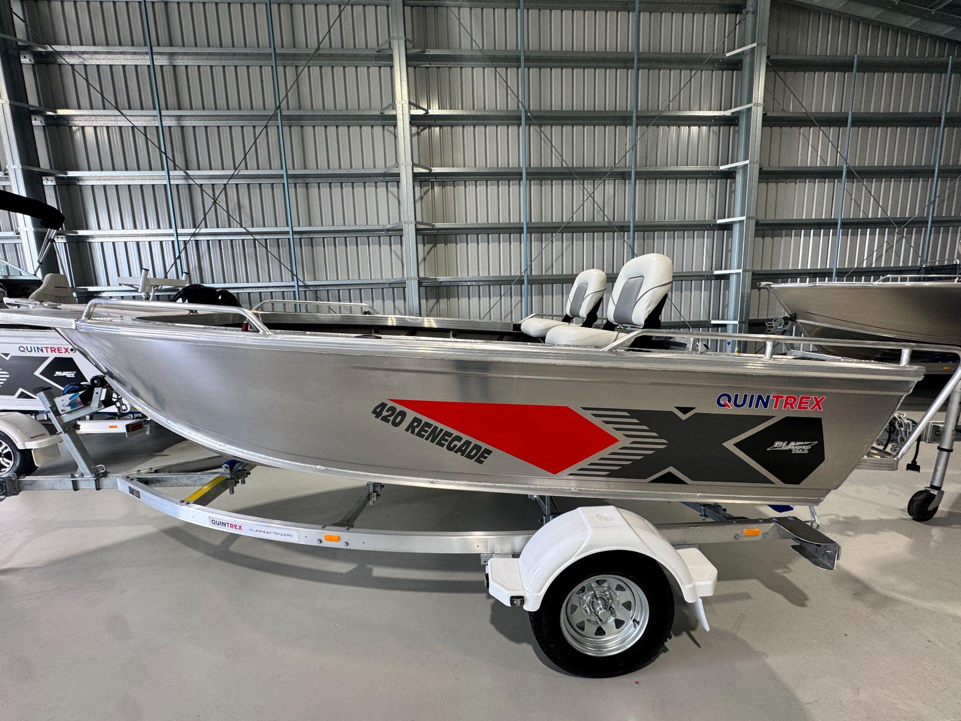 2025 Quintrex 420 Renegade TS Tiller Steer Mercury 40 HP EFI Electric Start, Power Trim and Tilt